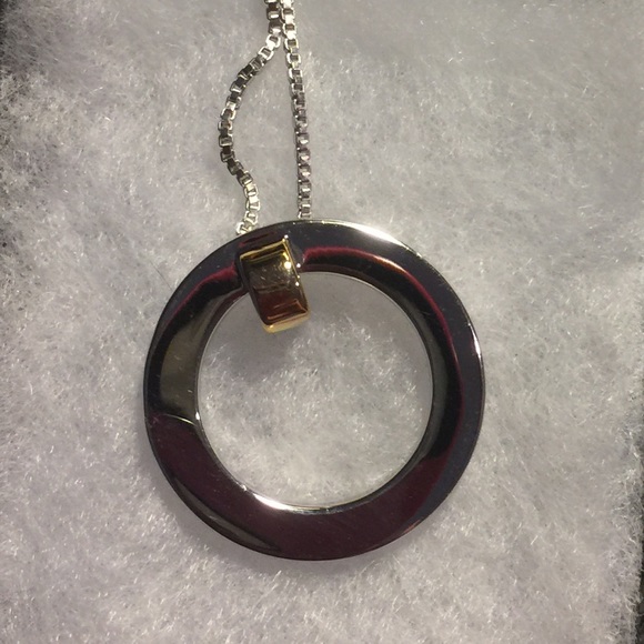 925 Sterling Silver Two Tone Necklace NWT - Picture 1 of 4